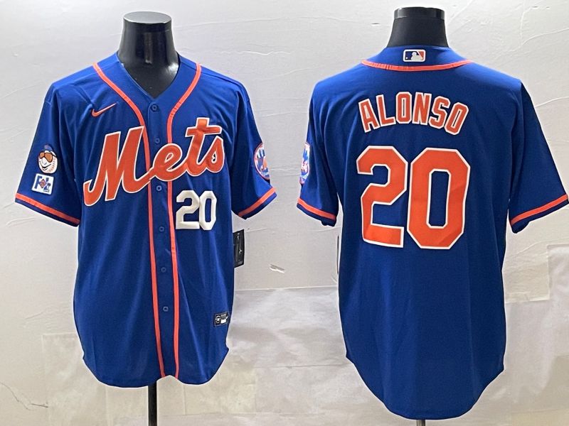 Men New York Mets 20 Alonso Blue Game 2025 Nike MLB Jersey style 5